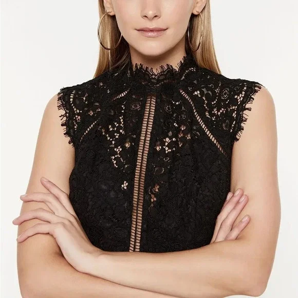 BARDOT Lace Panel Dress in Navy